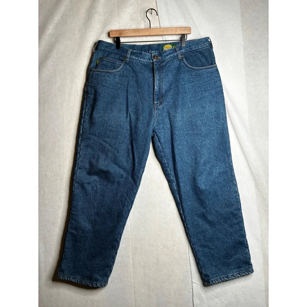 Cabelas Fleece Lined Jeans Mens 40x30 Blue Denim Insulated Outdoor Pants 40x29